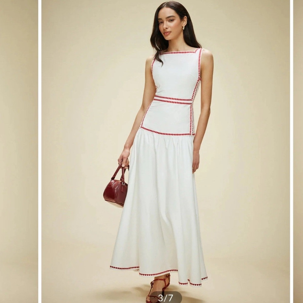 Commense Cotton Sleeveless Queen Of Hearts Tie Back Maxi Dress Size XL NWT